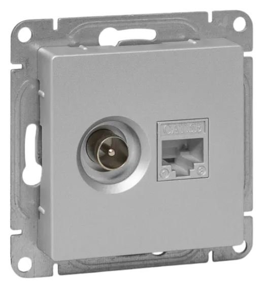 Механизм розетки TV+RJ45 (cat5), алюминий Эпика (UP1-SOA-TV+RJ)