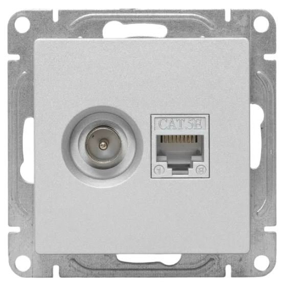 Механизм розетки TV+RJ45 (cat5), алюминий Эпика (UP1-SOA-TV+RJ)