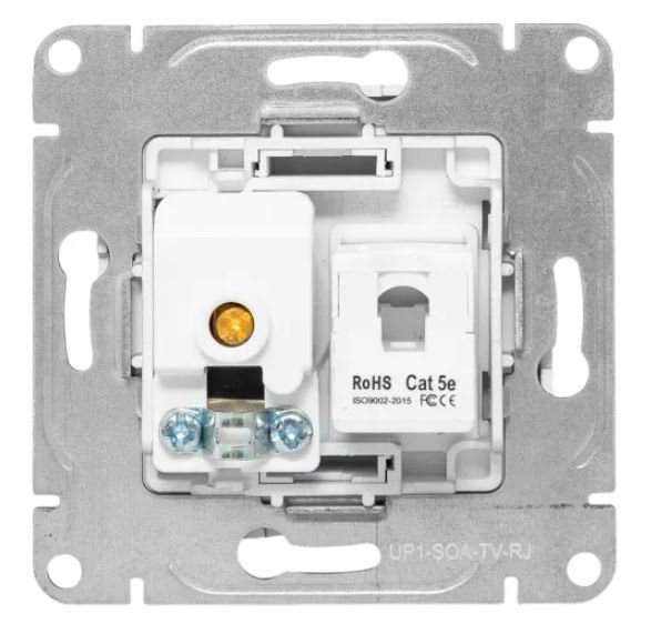 Механизм розетки TV+RJ45 (cat5), алюминий Эпика (UP1-SOA-TV+RJ)