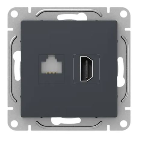 Механизм розетки HDMI+RJ45 (cat5), графит Эпика (UP1-SOG-HDMI-RJ45)