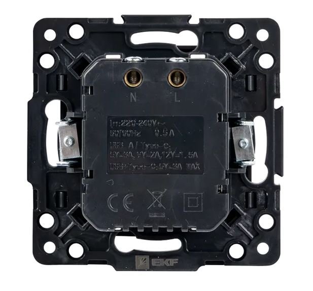 Стокгольм Механизм розетки с 2USB type-A + type-C черный (EZR-2USB-type-C)