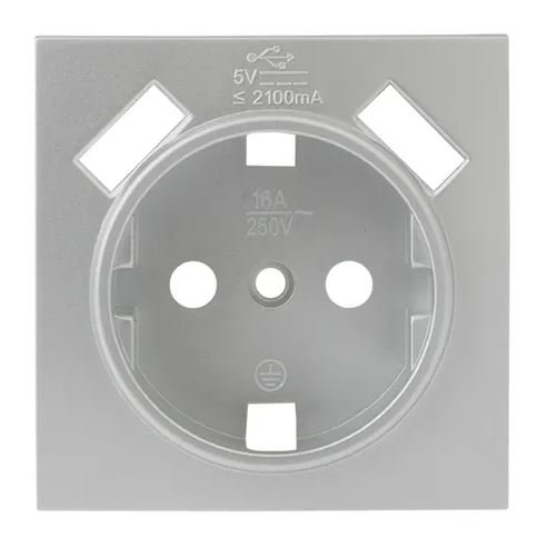 Валенсия Лицевая панель роз. 1-мест. с/з 16А сталь с защ. штор. с 2 USB 2,1А (ESR16-L-028-30-2USB)