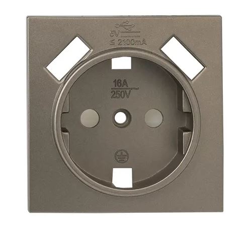 Валенсия Лицевая панель роз. 1-мест. с/з 16А кашемир с защ. штор. с 2 USB 2,1А (ESR16-L-028-40-2USB)