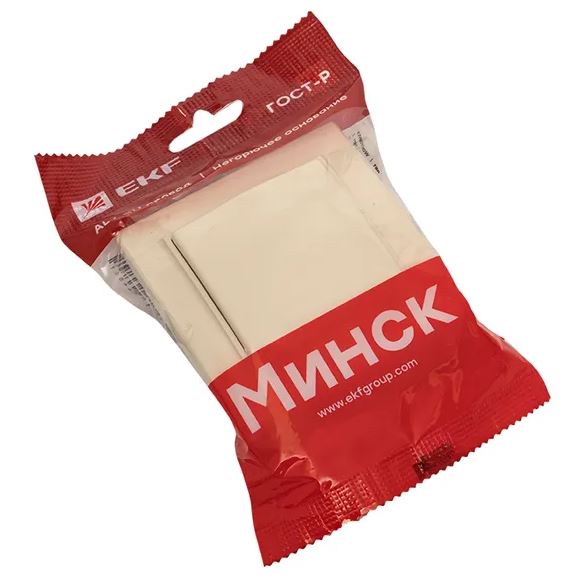 Минск Розетка 1-местная СП с/з с крышкой 16А бежевая с защ. штор. (ERR16-029-200)