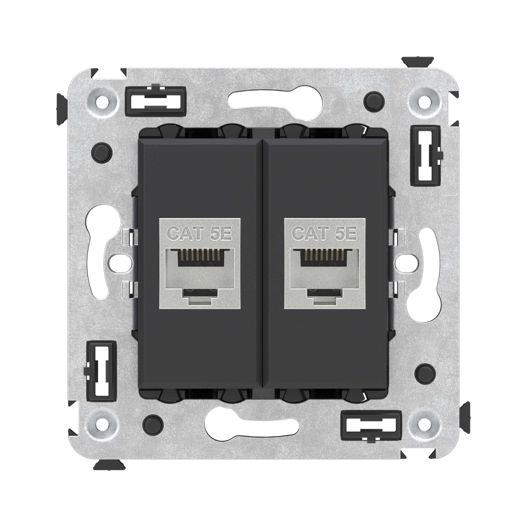 Розетка RJ-45 в стену, кат.6E, Avanti, двойная, черная матовая (4412764)