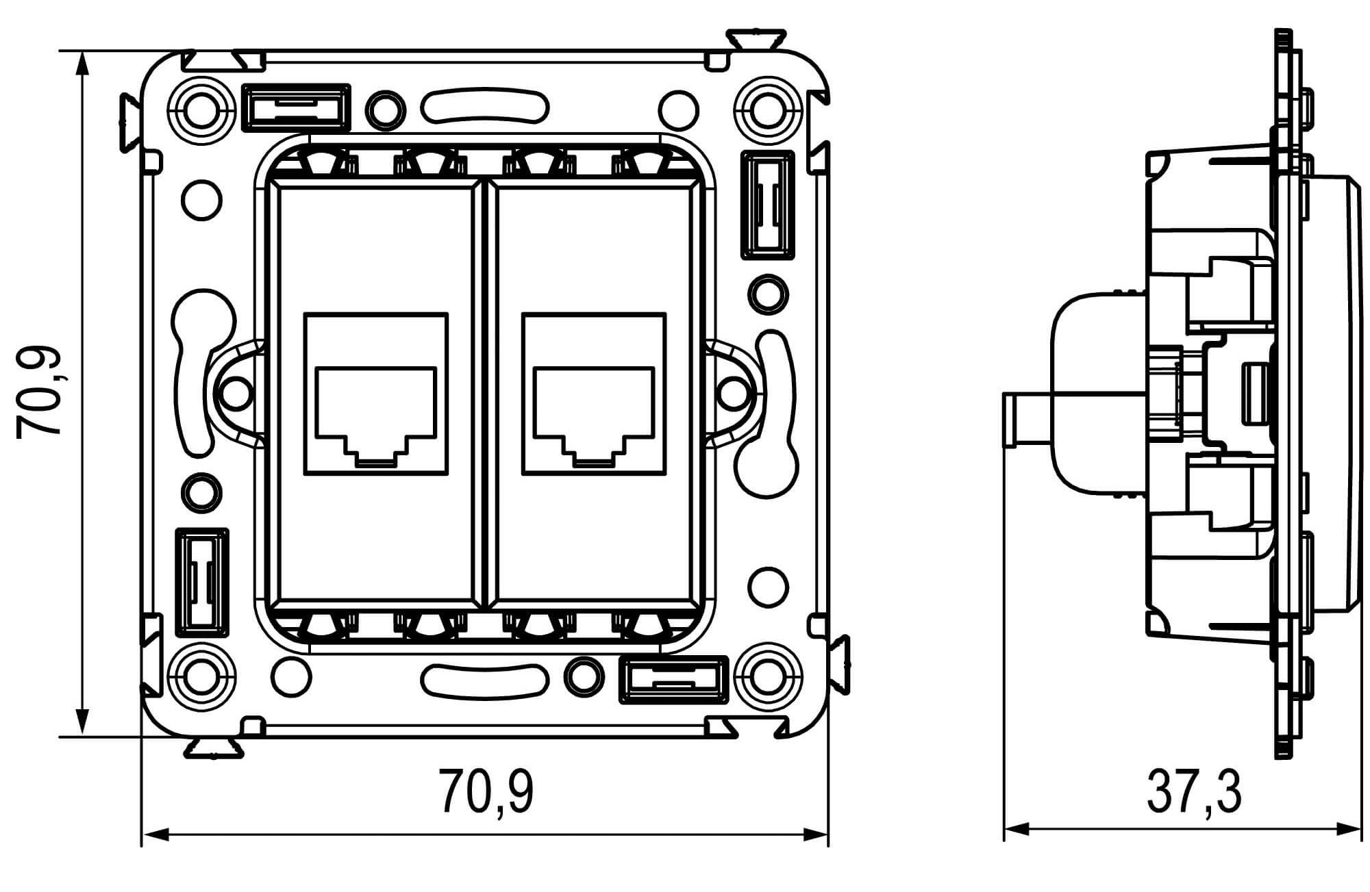 Розетка RJ-45 кат.6А двойная Avanti ванильная дымка (4405674)