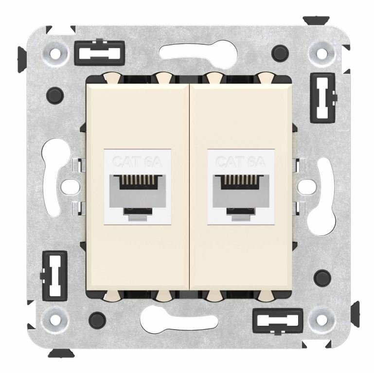 Розетка RJ-45 кат.6А двойная Avanti ванильная дымка (4405674)