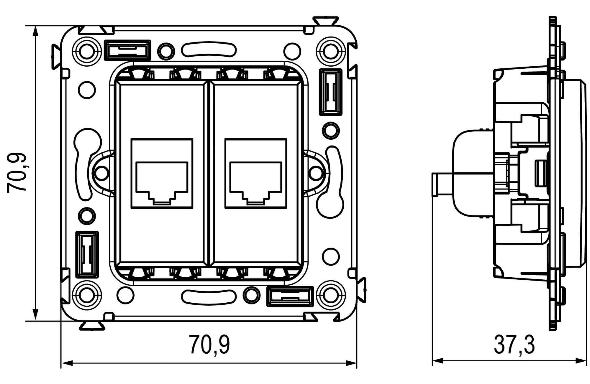 Розетка RJ-45 кат.6А двойная Avanti ванильная дымка (4405674)