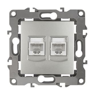 Розетка двойная 12-3108-03 IP20 2XRJ45 серия 12 алюминий ЭРА (Б0014731)
