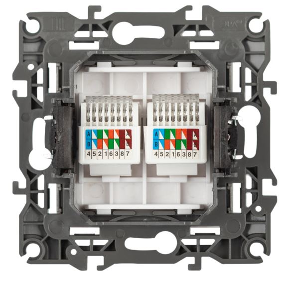 Розетка двойная 12-3108-03 IP20 2XRJ45 серия 12 алюминий ЭРА (Б0014731)