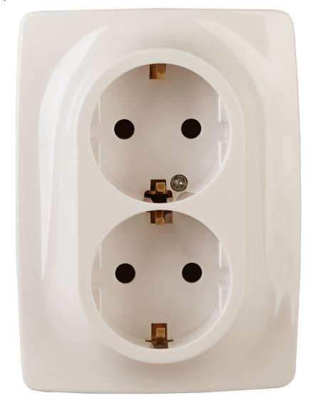 Розетка двойная 12-2106-02 16А IP20 250В 2X2P+E серия 12 слоновая кость Schuko (Б0031229)