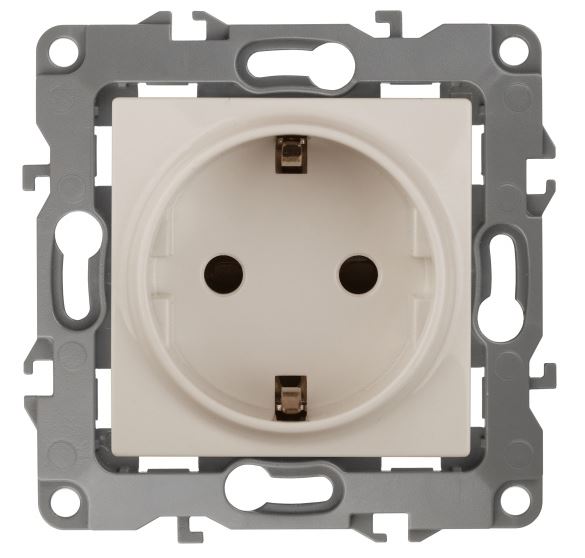 Розетка 12-2102-02 16А IP20 250В 2P+E серия 12 слоновая кость Schuko (Б0014688)