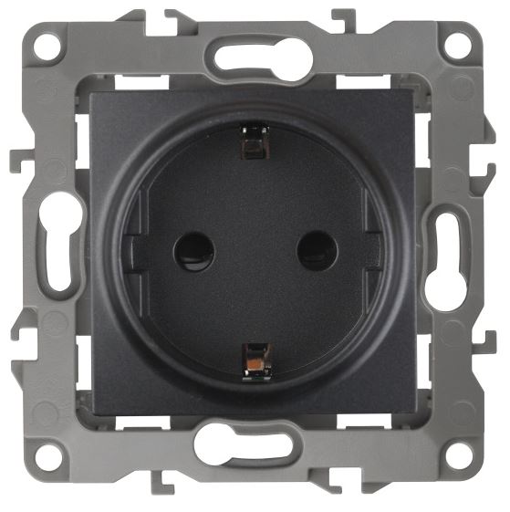 Розетка 12-2101-05 16A IP20 250В 2P+E серия 12 антрацит Schuko (Б0014679)