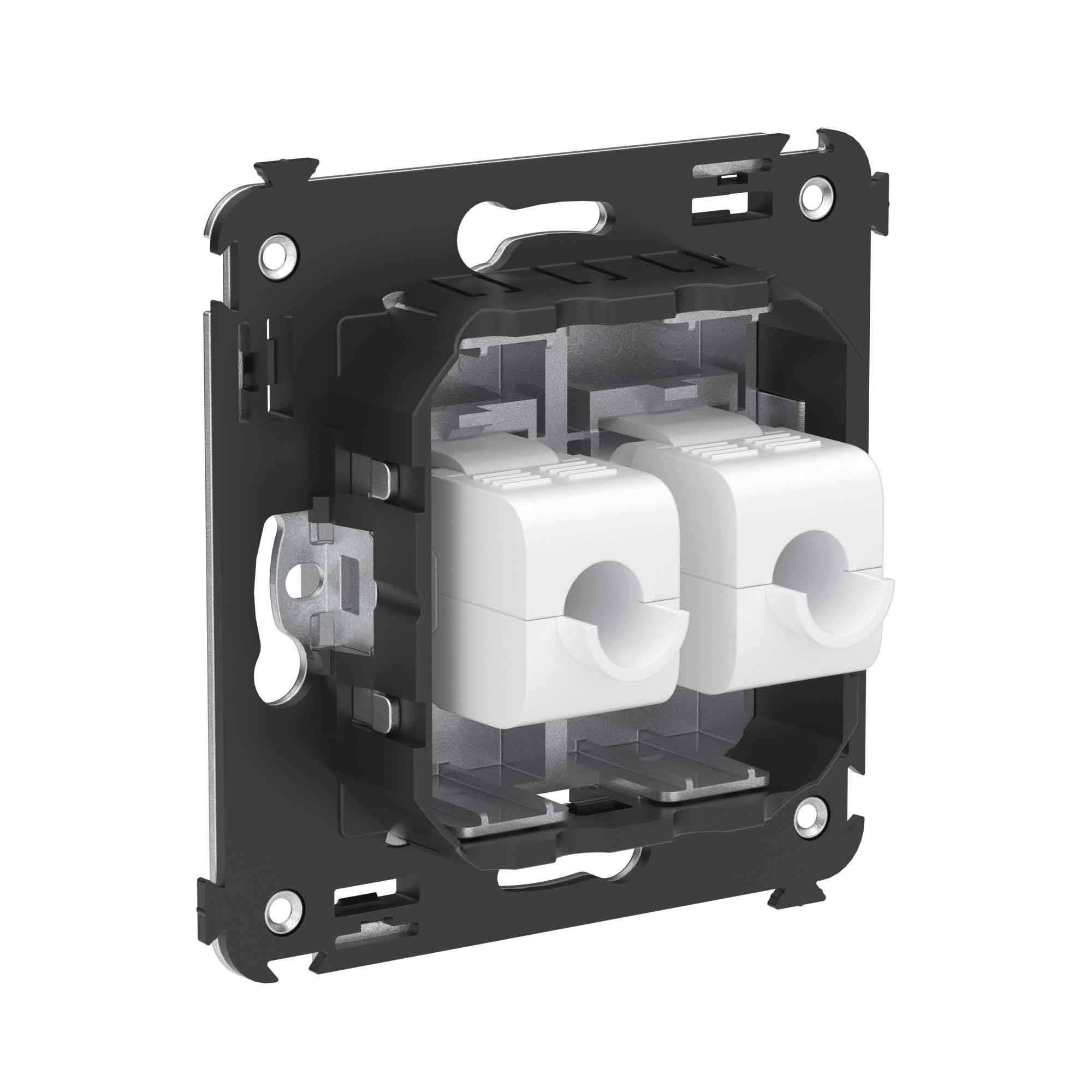 Компьютерная розетка RJ-45 без шторки в стену, кат.6 двойная, Avanti, закаленная сталь (4404694)