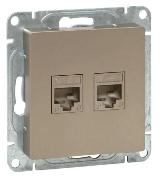 Механизм розетки RJ45 - 2 шт, (cat5), шампань Эпика (UP1-SOC-2RJ45-5)