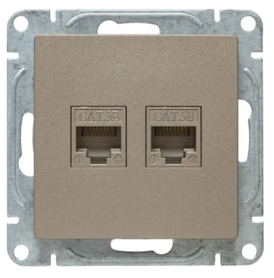 Механизм розетки RJ45 - 2 шт, (cat5), шампань Эпика (UP1-SOC-2RJ45-5)