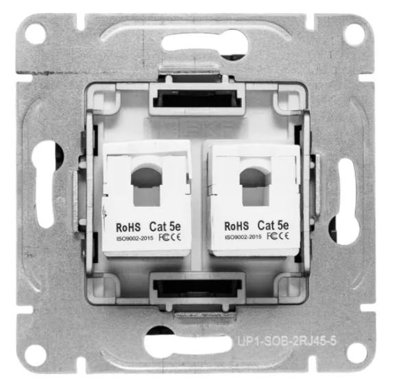 Механизм розетки RJ45 - 2 шт, (cat5), чёрный Эпика (UP1-SOB-2RJ45-5)
