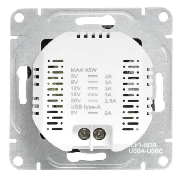 Механизм розетки USB-A+С, чёрный Эпика (UP1-SOB-USBA+USBC)