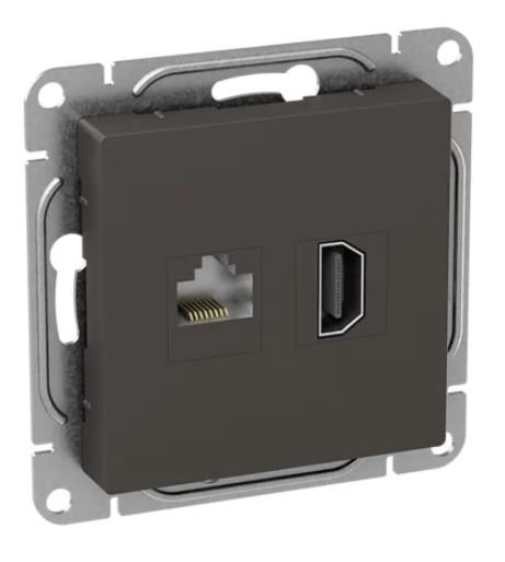 Механизм розетки HDMI+RJ45 (cat5), мокко Эпика (UP1-SOM-HDMI-RJ45)