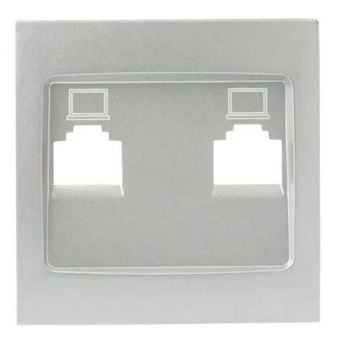 Валенсия Лицевая панель розетки RJ-45 2-местная сталь (ESK02-L-035-30)