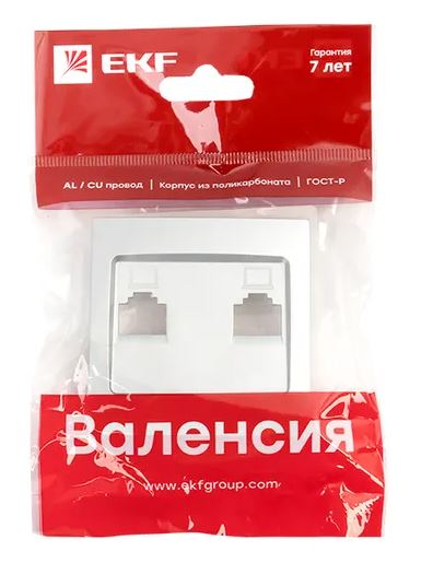 Валенсия Лицевая панель розетки RJ-45 2-местная сталь (ESK02-L-035-30)