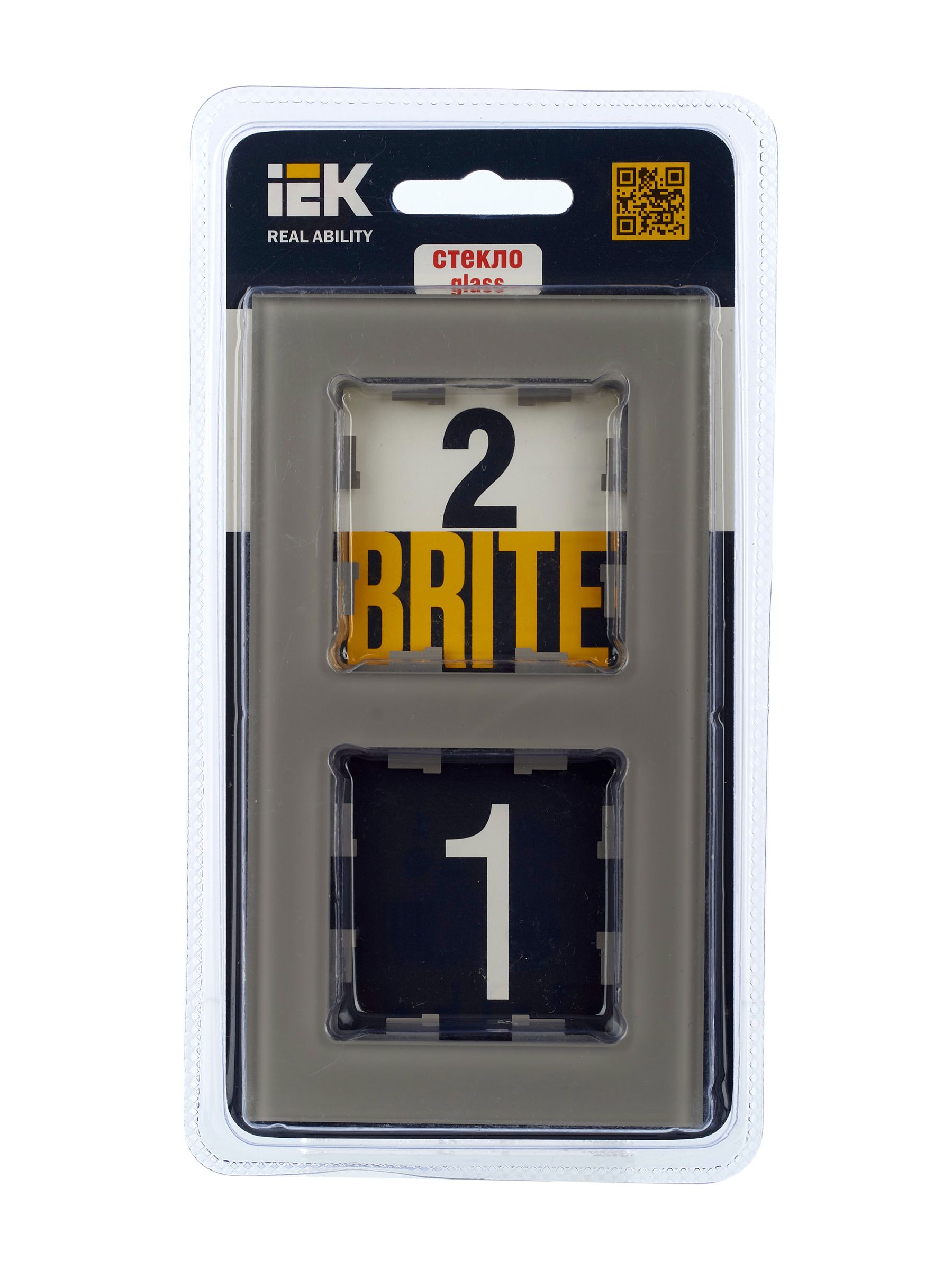 Рамка 2-местная РУ-2-2-БрД стекло дымчатый BRITE (BR-M22-G-K30)