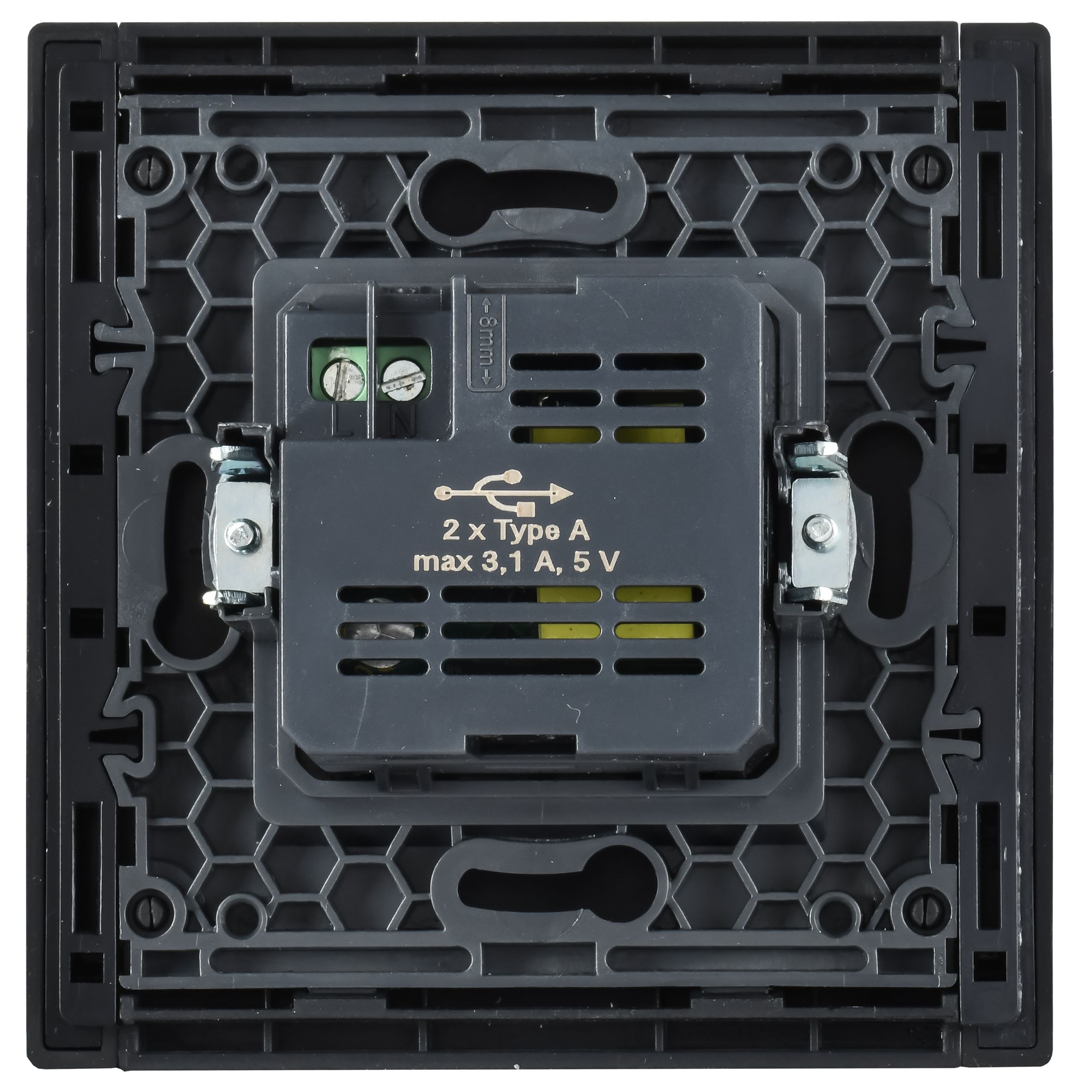FORTE&PIANO Розетка USB A+A 3,1А FP149 скрытой установки черный (FP-U21-D31-K02)