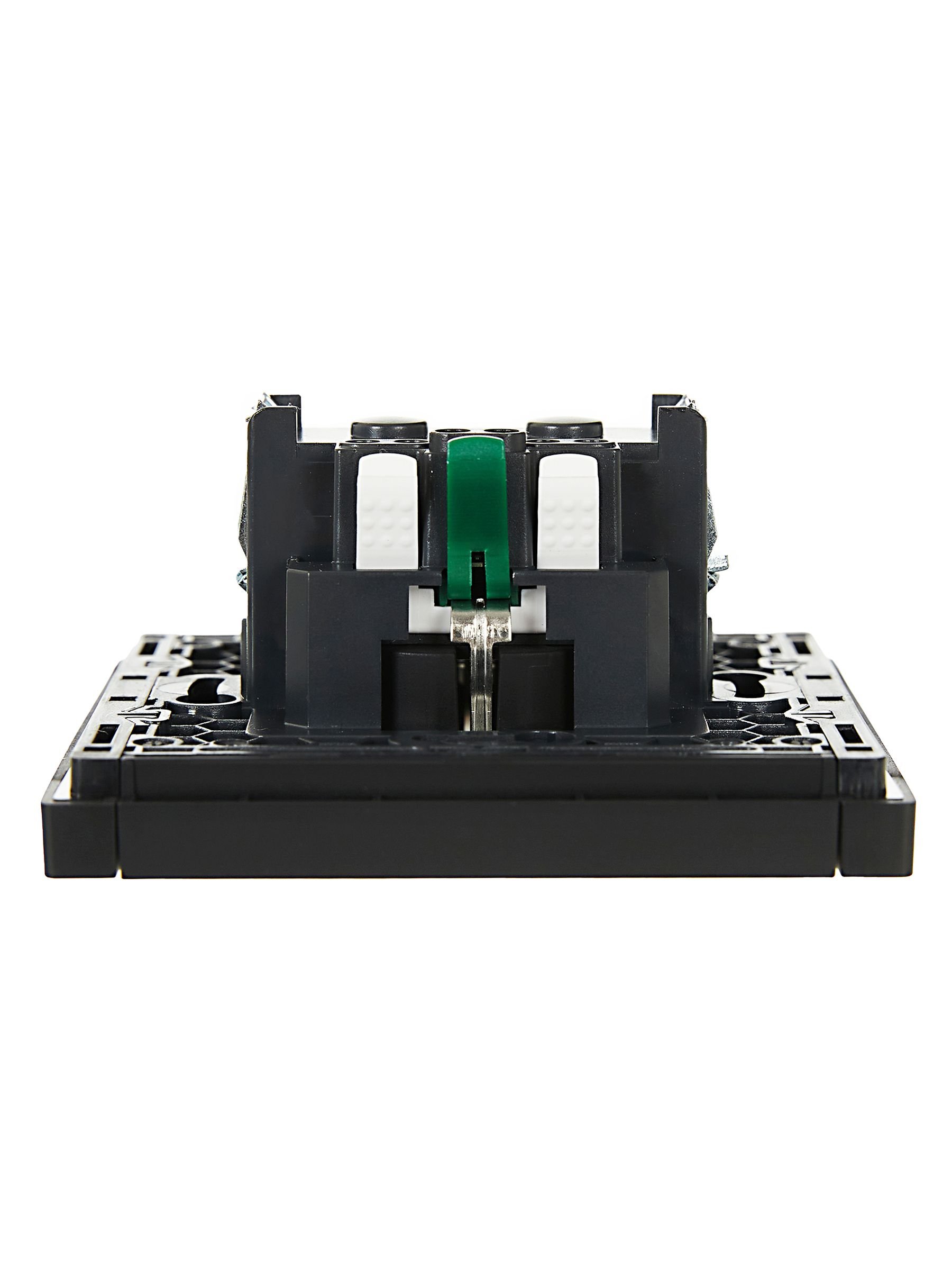 FORTE&PIANO Розетка 1-местная FP113 с заземлением с защитными шторками безвинтовое крепление скрытой установки 16А черный (FP-R14-16-1-K02)