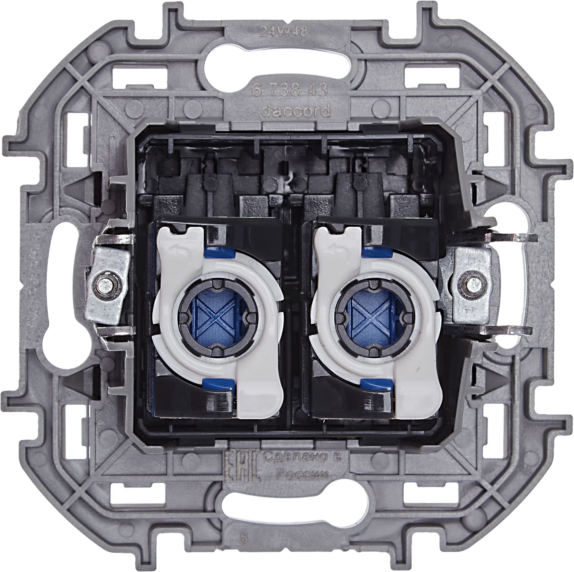 Inspiria розетка компьютерная двойная RJ45, 6 UTP, скрытой установки, антрацит (673843)