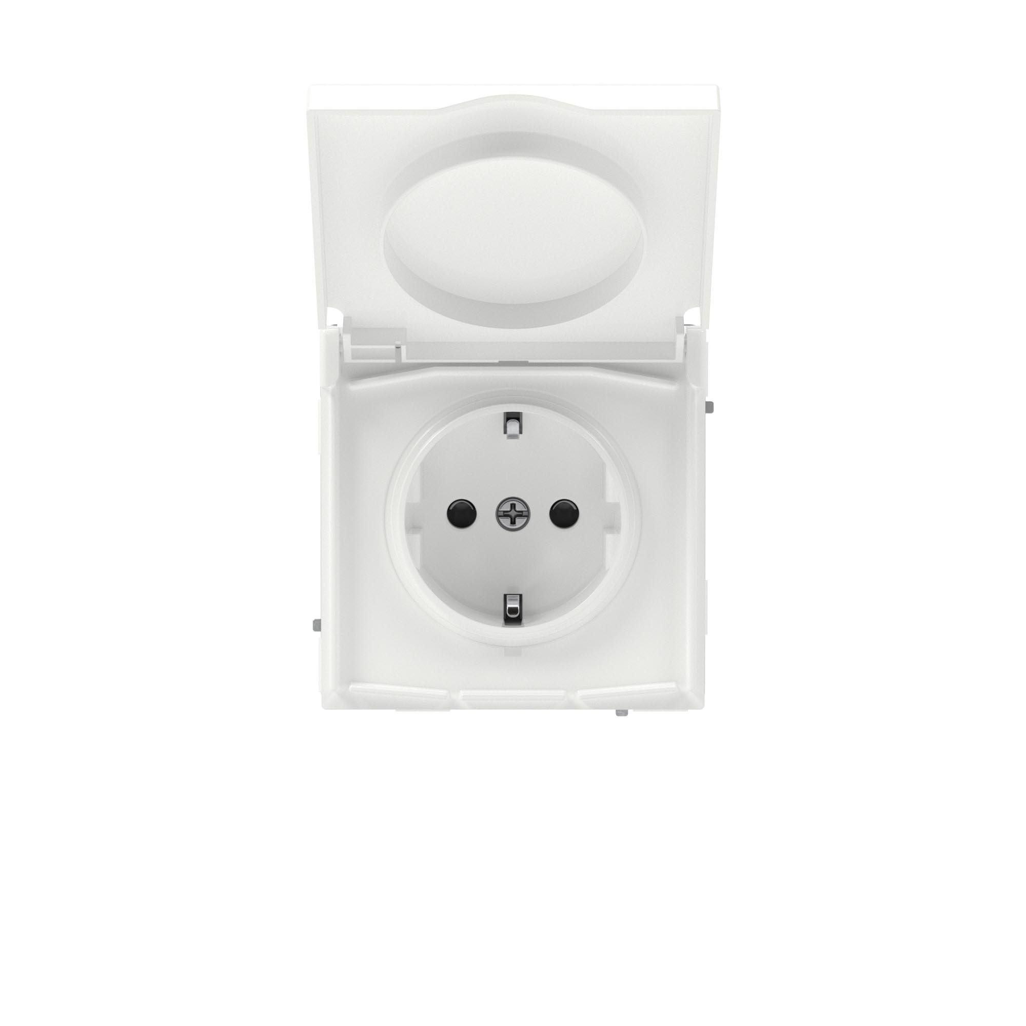 Розетка 2P+E KANT IP44 с защитными шторками с крышкой белая магнолия (7000013)