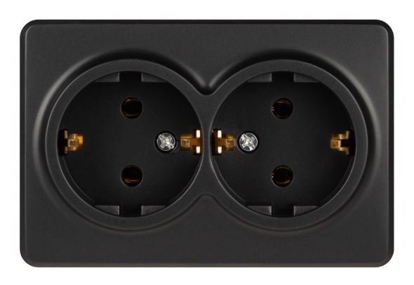 Розетка двойная ОУ Эксперт 11-2205-05 16А IP20 250В 2х2P+E антрацит Schuko (Б0063047)