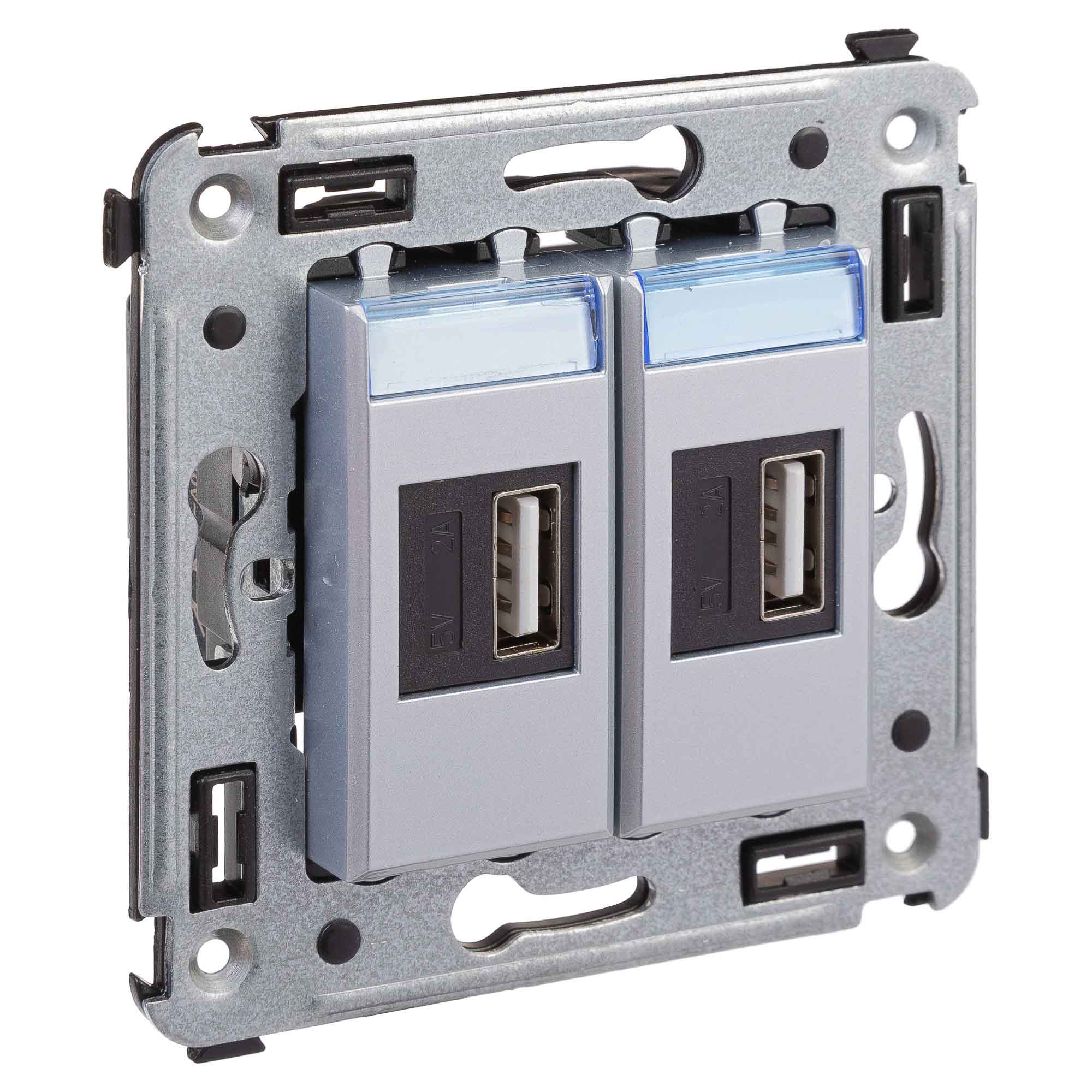 Зарядное устройство USB в стену 2.1 А, закаленная сталь, Avanti (4404543)