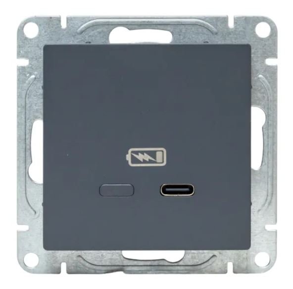 Механизм розетки USB-С, быстрая, графит Эпика (UP1-SOG-USBCF)