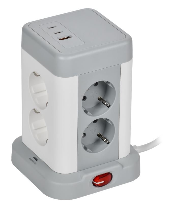 Удлинитель У08K 8 мест 1,5м 3х1,0мм2 USB A+C DOMINIC (DN-YP30-16-08-01-ZKU-K41)