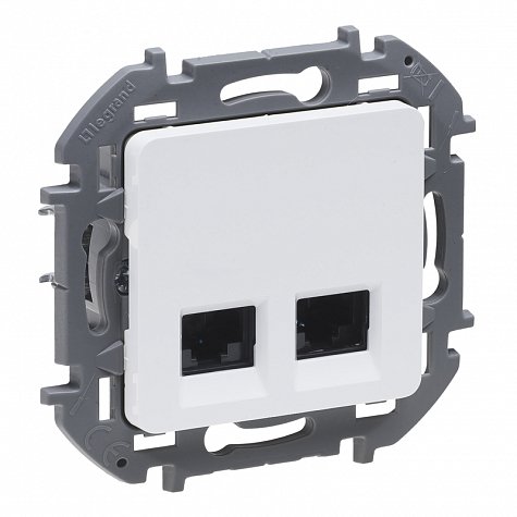 Inspiria розетка компьютерная двойная RJ45, 5e UTP, скрытой установки, белая (673835)