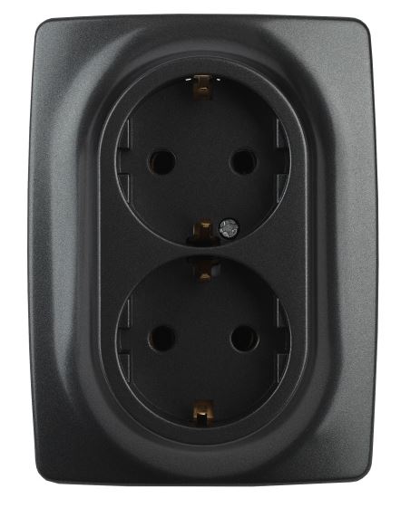 Розетка 12-2108-05 16А IP20 250В 2X2P+E серия 12 антрацит Schuko (Б0036446)