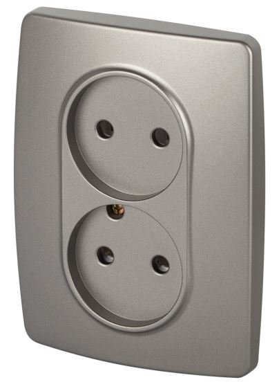 Розетка двойная 12-2107-16 16А 250В 2X2P серия 12 титан ЭРА (Б0065644)