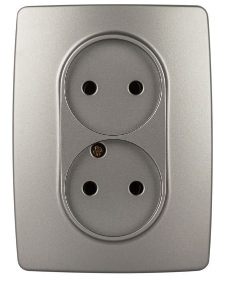 Розетка двойная 12-2107-16 16А 250В 2X2P серия 12 титан ЭРА (Б0065644)