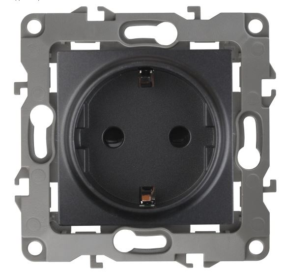 Розетка 12-2102-05 16А IP20 250В 2P+E серия 12 антрацит Schuko (Б0014691)