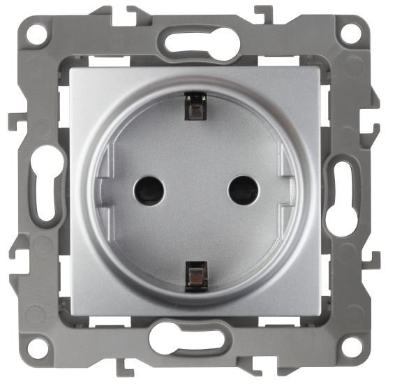 Розетка 12-2101-03 16A IP20 250В 2P+E серия 12 алюминий Schuko (Б0014677)