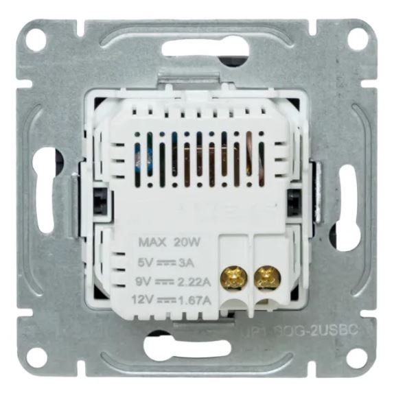 Механизм розетки USB-C - 2 шт, графит Эпика (UP1-SOG-2USBC)