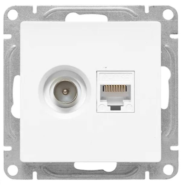 Механизм розетки TV+RJ45 (cat5), белый Эпика (UP1-SOW-TV+RJ)