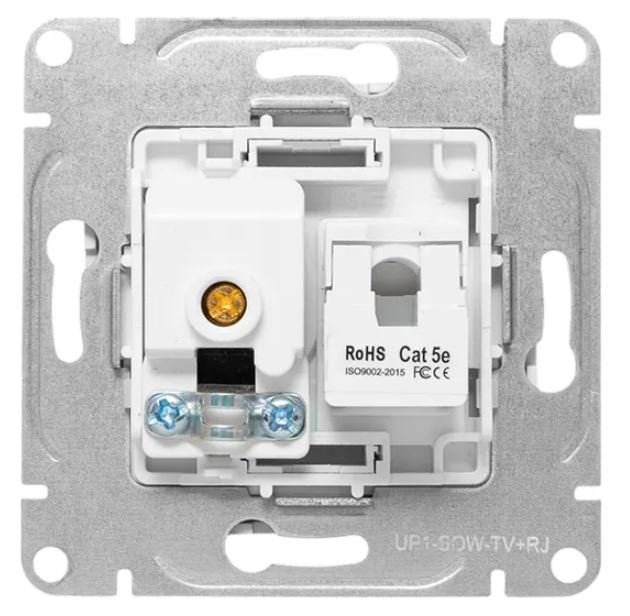 Механизм розетки TV+RJ45 (cat5), белый Эпика (UP1-SOW-TV+RJ)