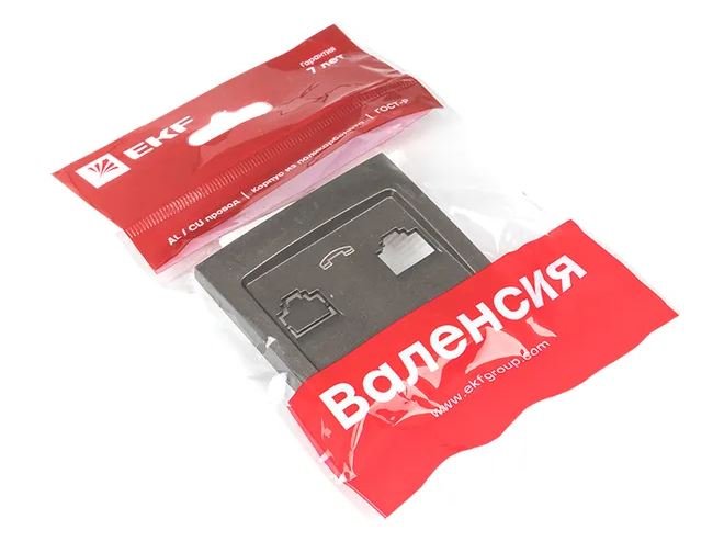 Валенсия Лицевая панель розетки Phone 1-местная графит (EST01-L-034-60)