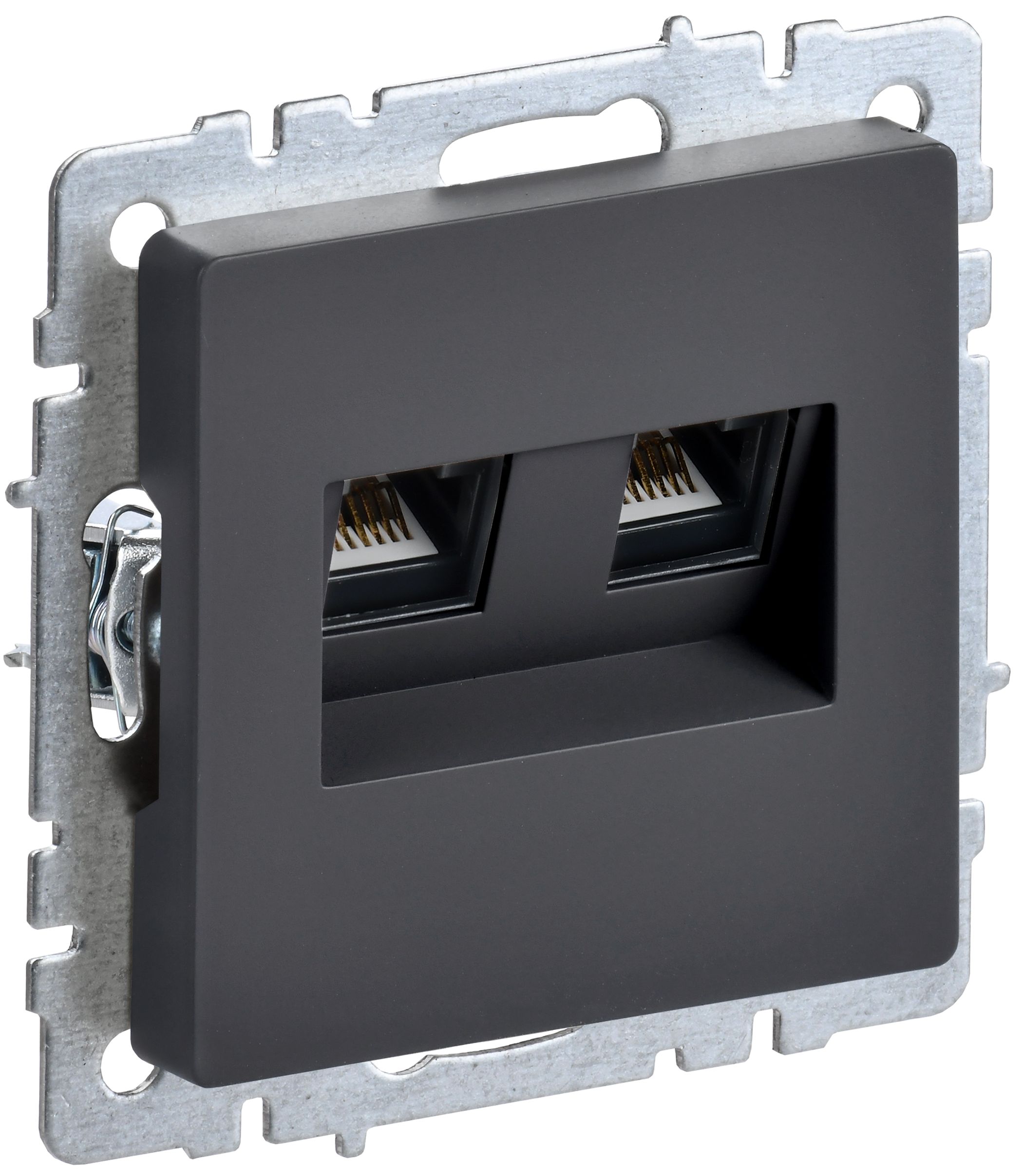 Розетка двойная RJ11+RJ45 BRITE кат.5E РК/Т12-БрГ скрытой установки графит (BR-KT20-O-1-K53)