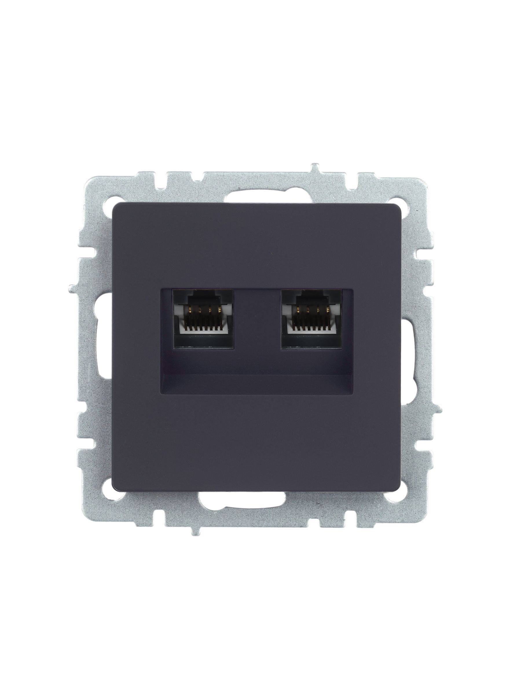 Розетка двойная RJ11+RJ45 BRITE кат.5E РК/Т12-БрГ скрытой установки графит (BR-KT20-O-1-K53)