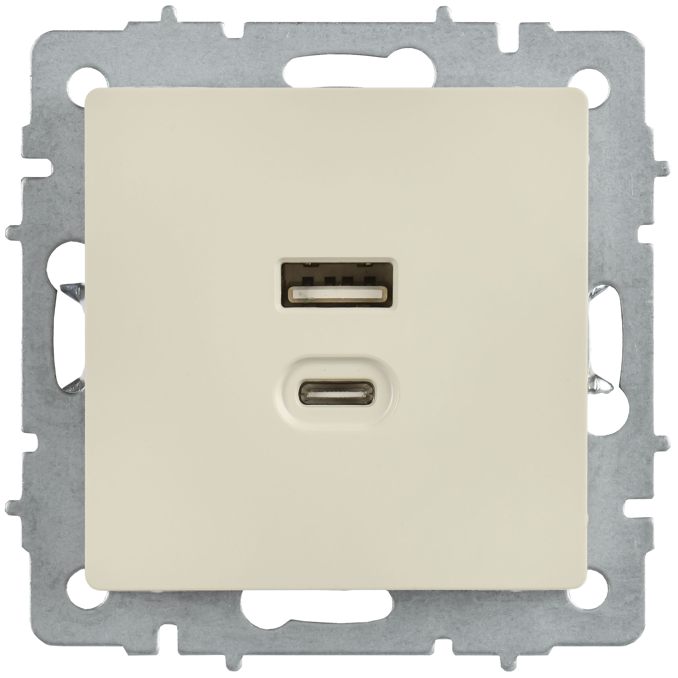 Розетка USB BRITE A+C 45Вт высокоскоростная зарядка РЮ11-2-БрКр скрытой установки бежевый (BR-U22-045-K10)