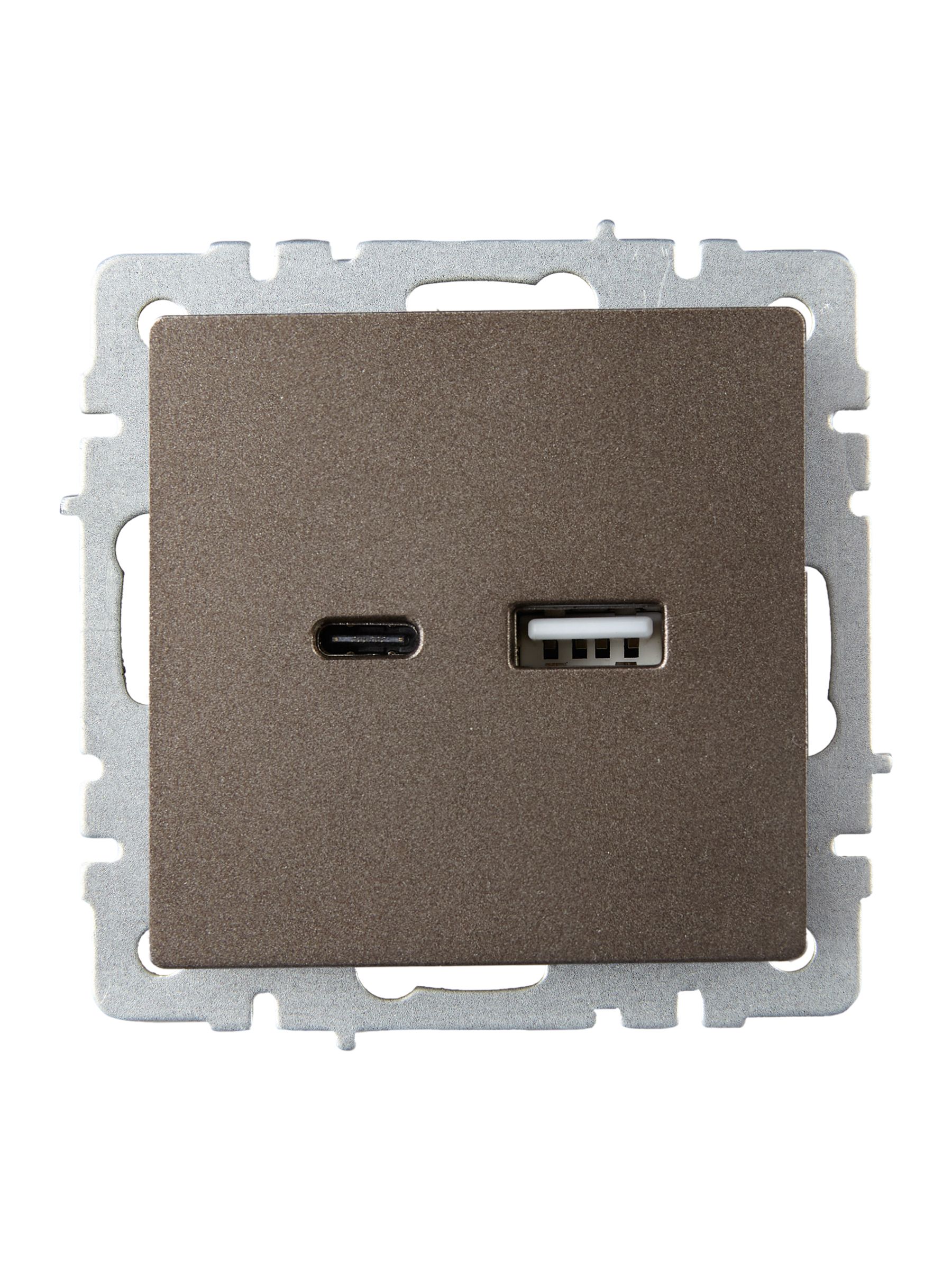 Розетка USB BRITE A+C 18Вт РЮ11-1-БрТБ скрытой установки темная бронза (BR-U22-018-K45)