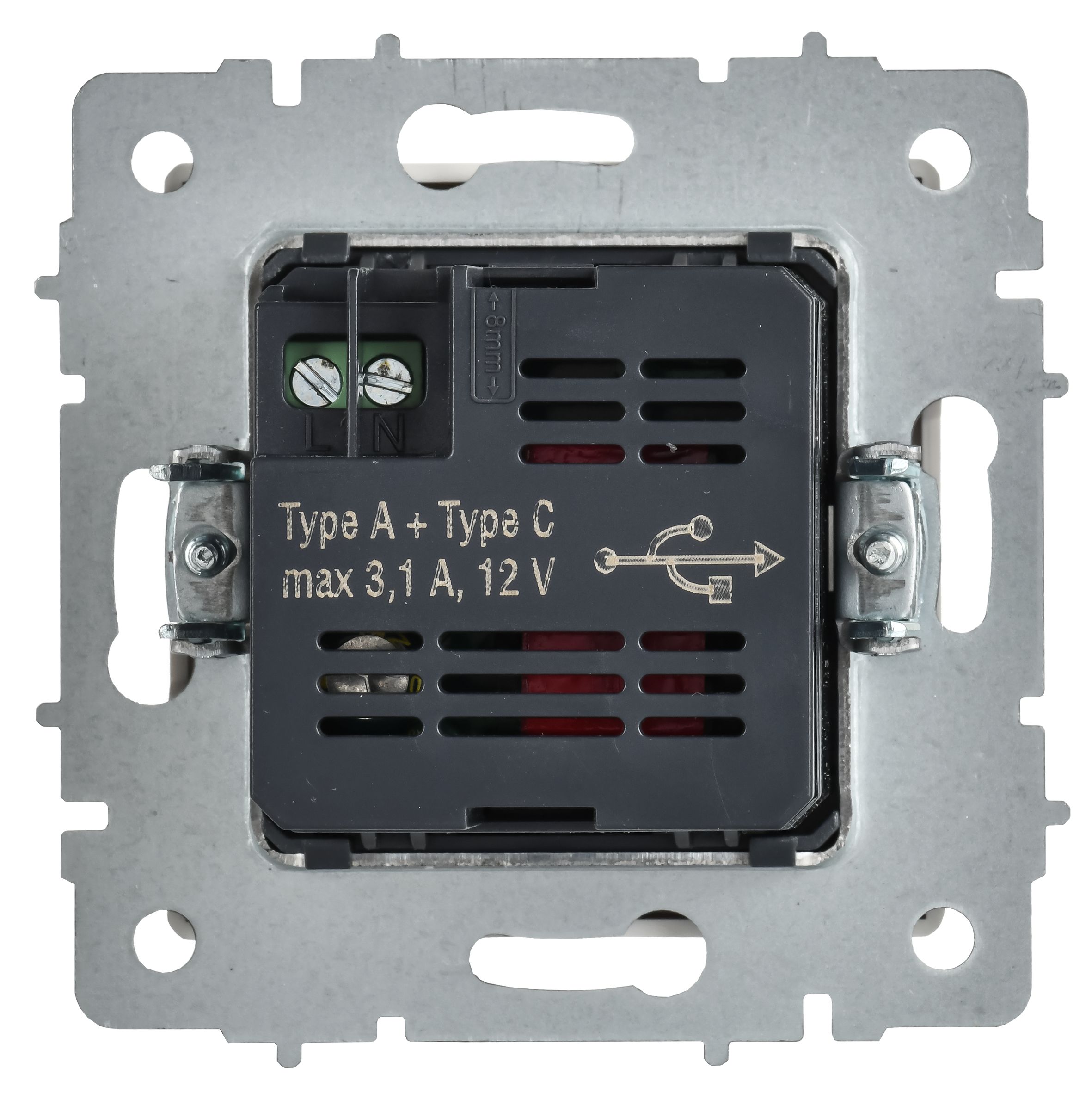 Розетка USB BRITE A+C 18Вт РЮ11-1-БрАБ скрытой установки арктический белый (BR-U22-018-K91)