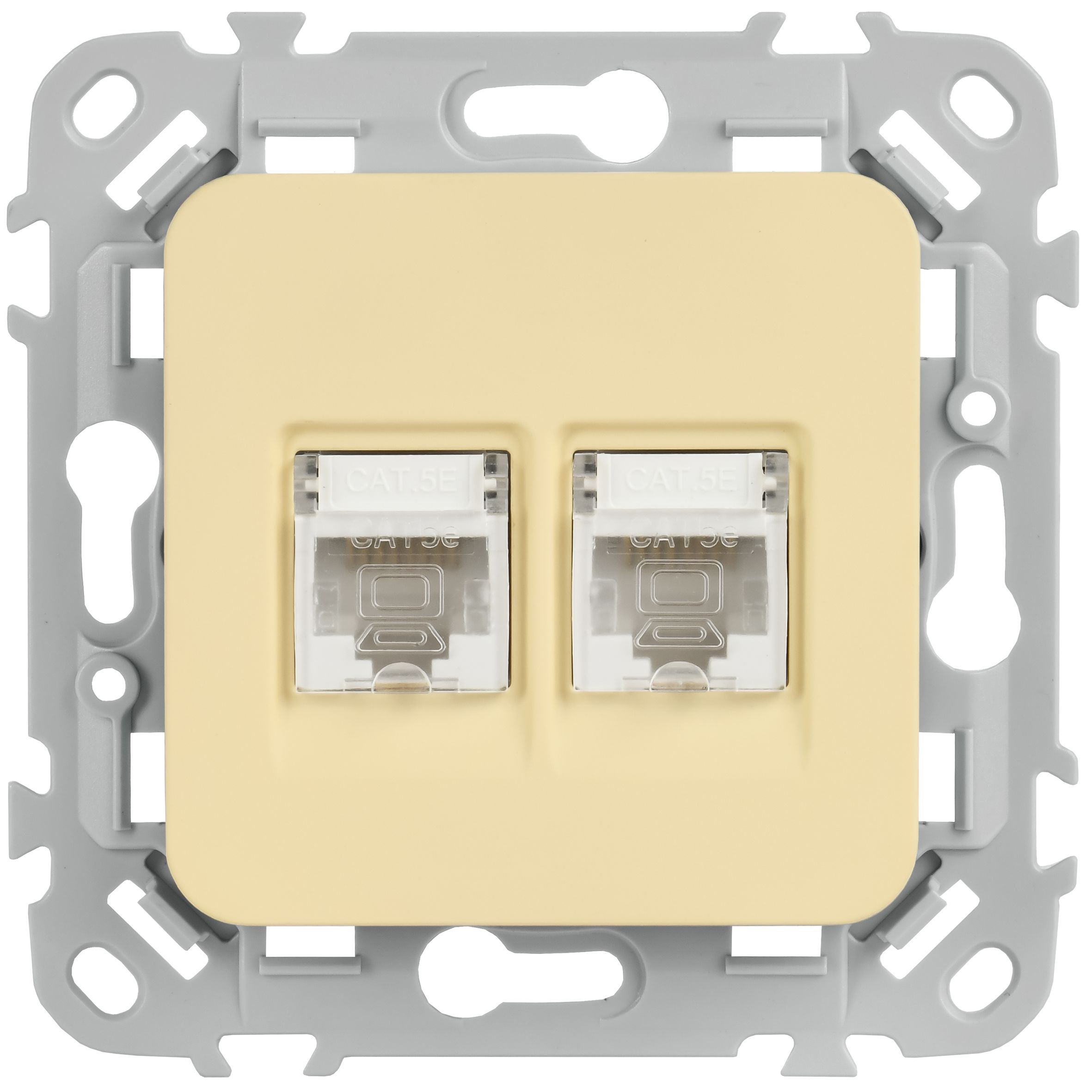 FLITE Розетка 2-местная компьютерная RJ45 кат 5Е UTP РК5е-2-0-ФлН скрытой установки навахо (FI-K22-1-K87)